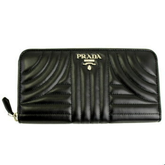 Prada Quilted Leather Wallet Black Soft Calf Impun Nero - Picture 1 of 4